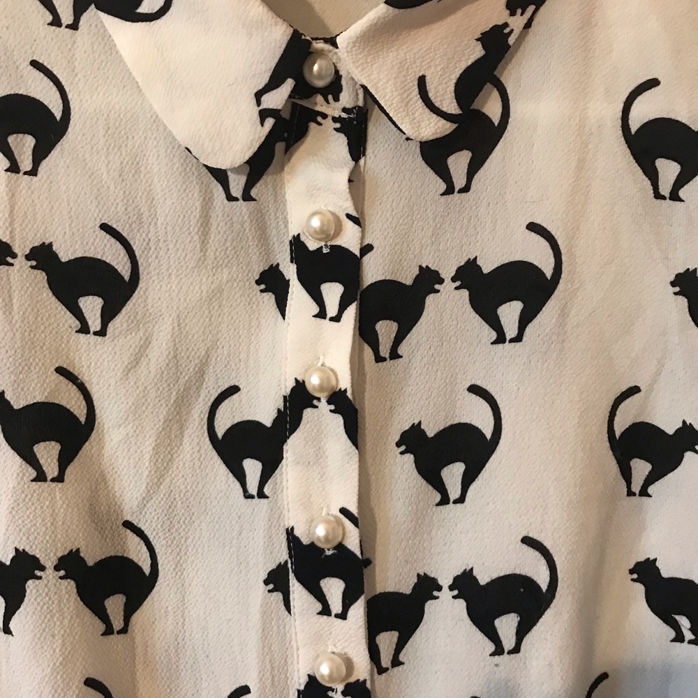 ModCloth Cat Print Blouse - Picture 4 of 4